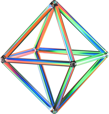 3D Glowing Glass Piped Octahedron